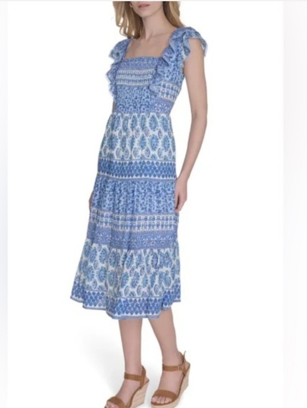 NWT Eliza J Ruffle Sleeve Midi Dress Size 14W